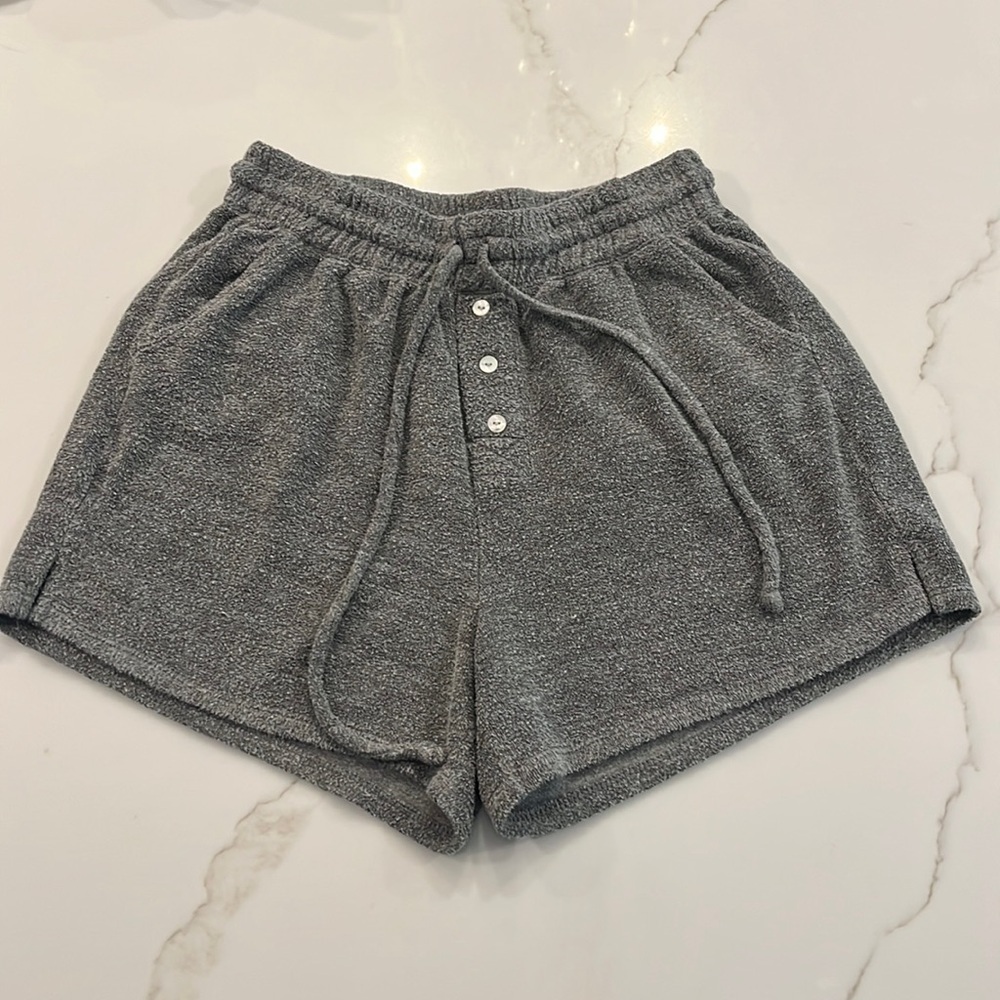 DONNI Terry Cloth Henley Shorts Gray - Picture 5 of 11